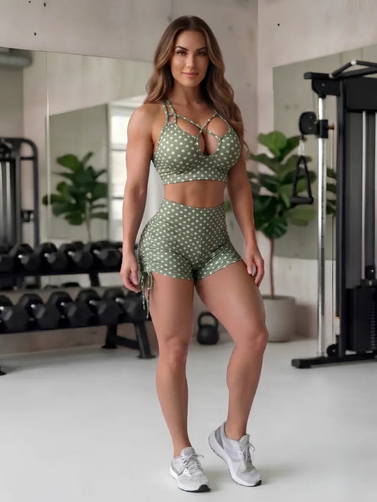 SCRUNCH BOOTY GREEN POLK DOTS SHORT