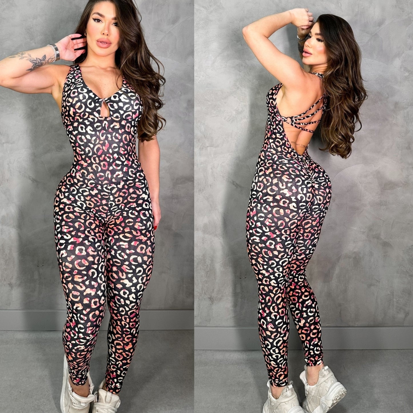 SCRUNCH BOOTY LEOPARD COLORFULLY RING JUMPSUIT