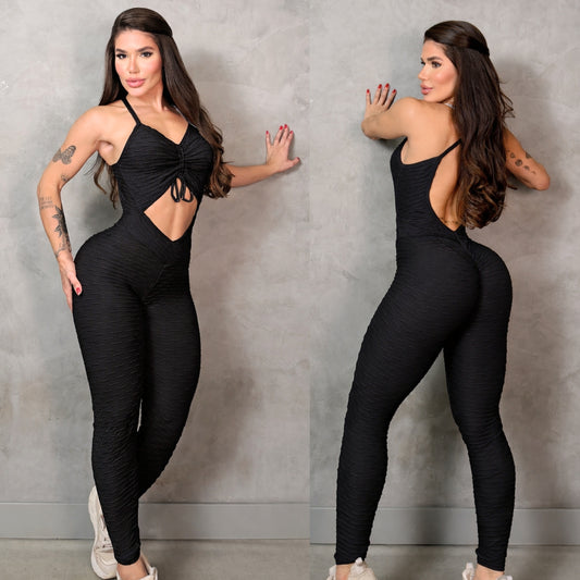 SCRUNCH BOOTY BLACK WAVE LACE JUMPSUIT