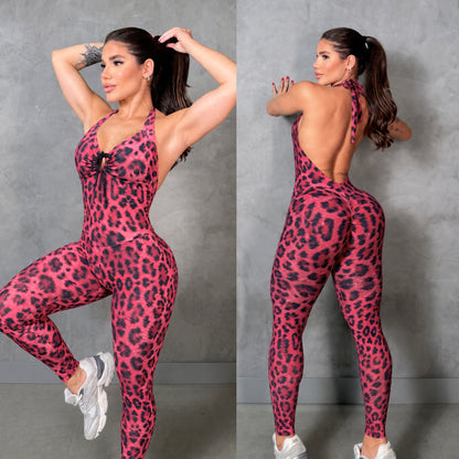 SCRUNCH BOOTY RED LEOPARD JULIA JUMPSUIT, NO RETURN