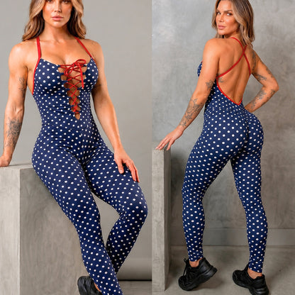 SCRUNCH BOOTY WAVE POLK DOTS JESSE JUMPSUIT