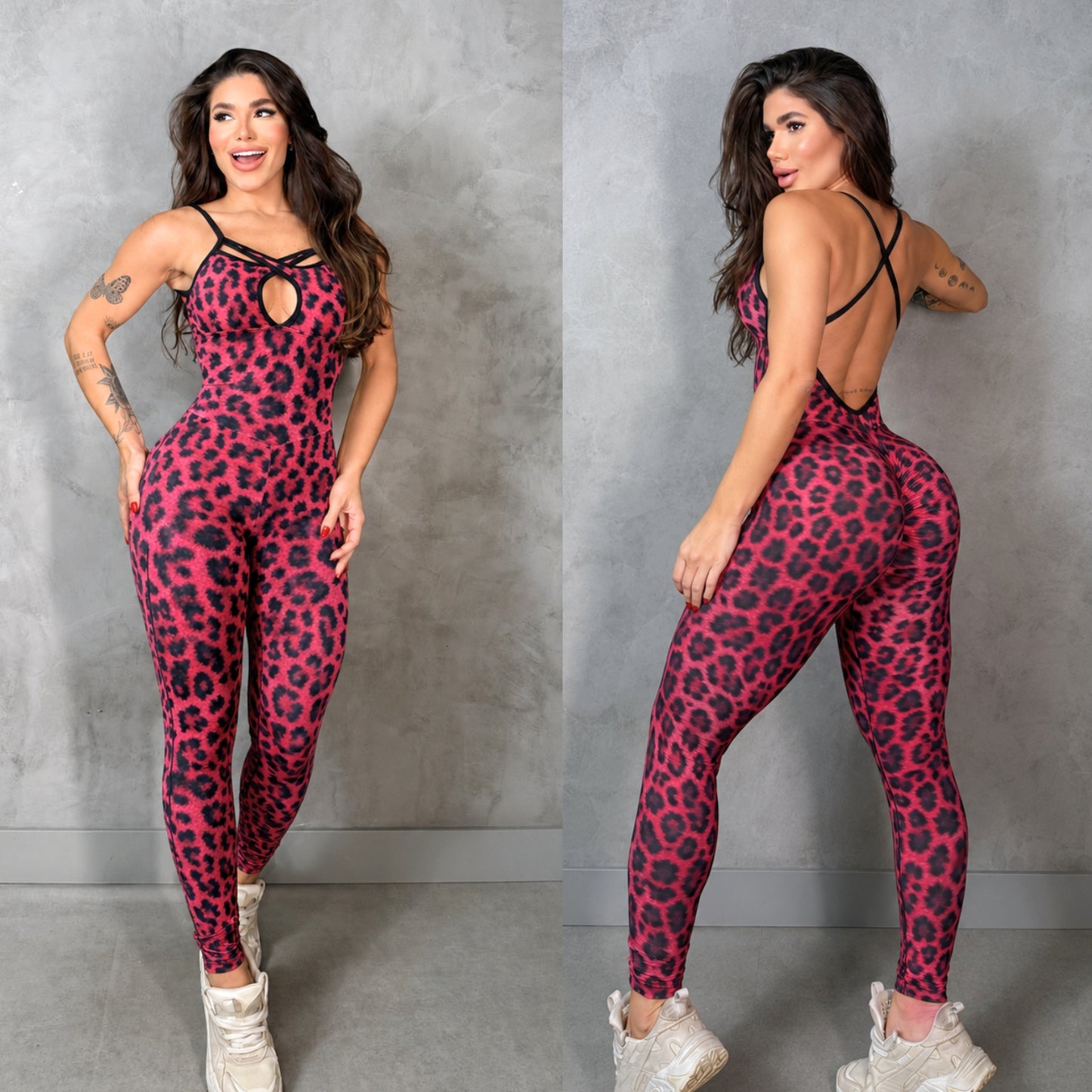 SCRUNCH BOOTY RED LEOPARD FABI JUMPSUIT, NO RETURN