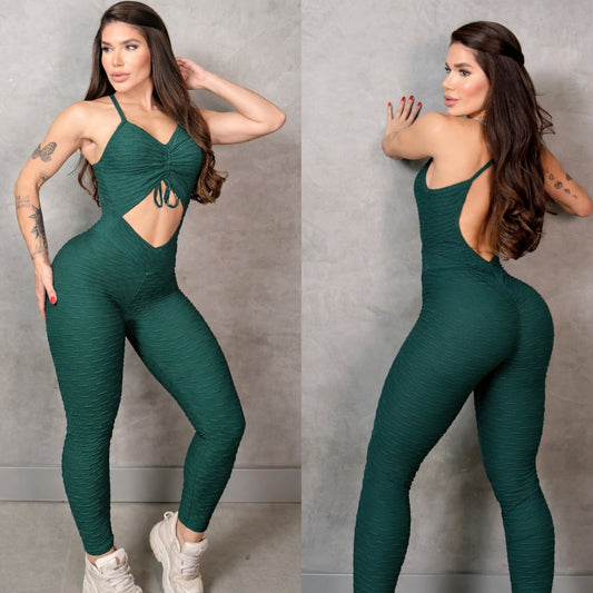 SCRUNCH BOOTY GREEN WAVE LACE JUMPSUIT