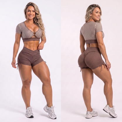 Brown Wave Dots Shorts - NO RETURN