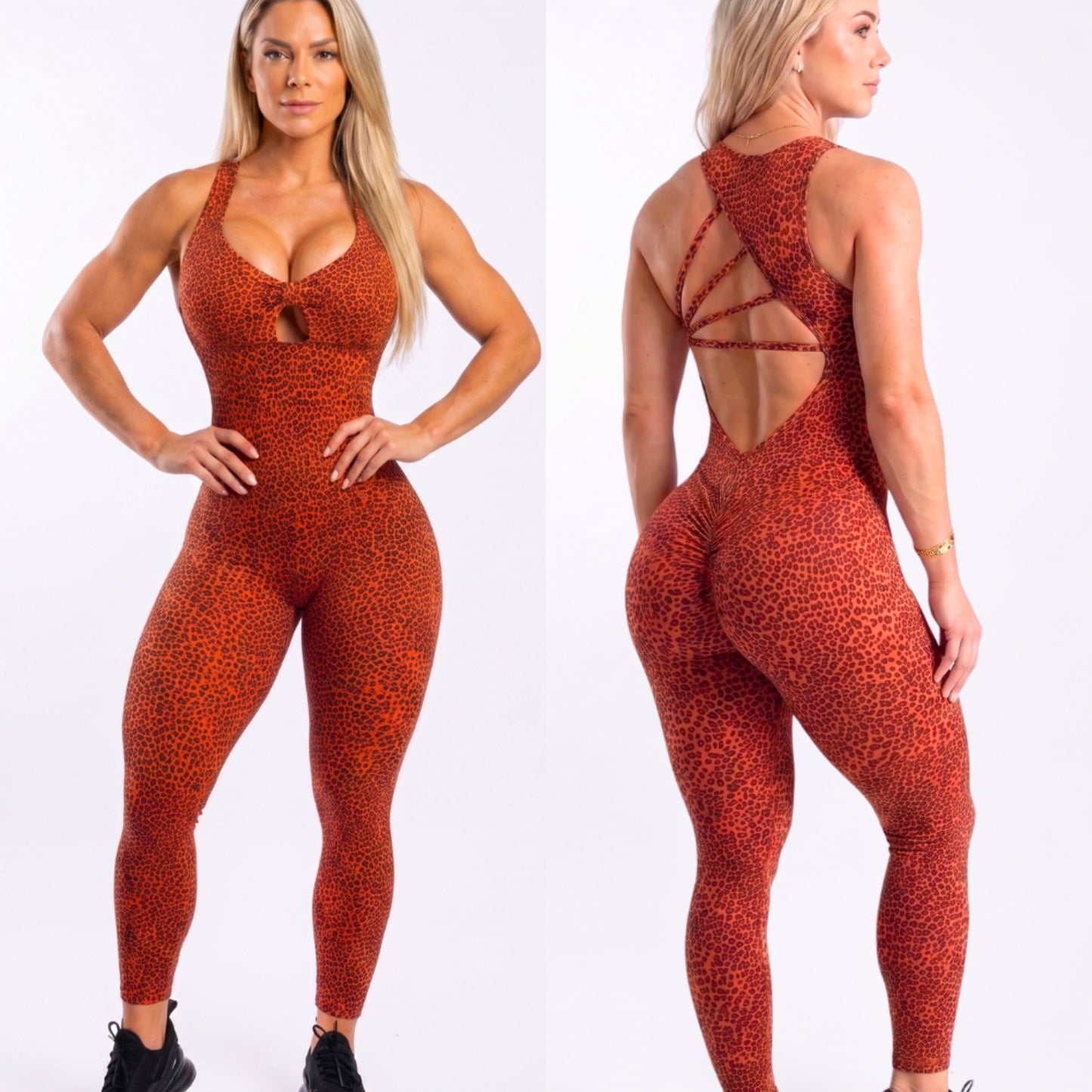 SCRUNCH BOOTY RED SMALL LEOPARD RINGS LUCY JUMPSUIT - NO RETURN