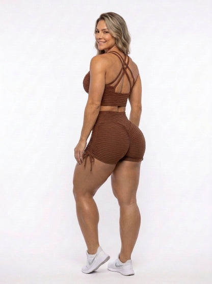 Brown Wave Lace Shorts - NO RETURN