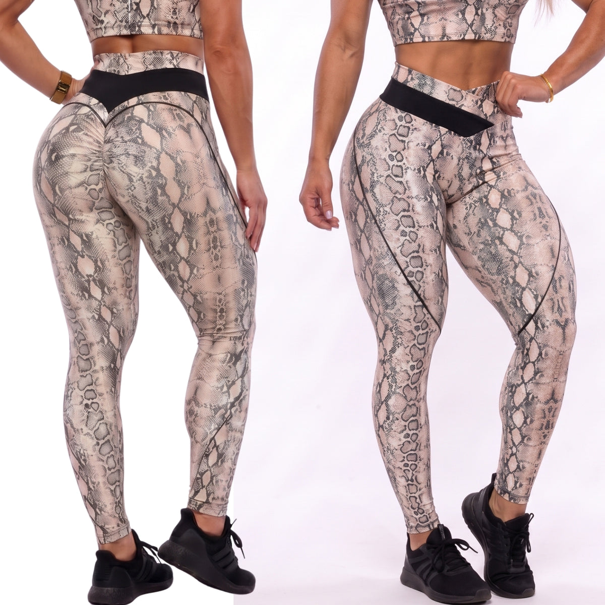 SCRUNCH BOOTY WHITE SNAKE LEGGINGS