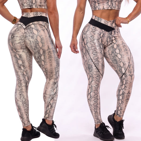 SCRUNCH BOOTY WHITE SNAKE LEGGINGS