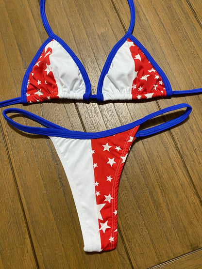 RED AND WHITE AMERICAN THONG BIKINI (NO RETURN)