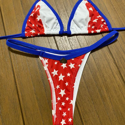 RED AND WHITE AMERICAN THONG BIKINI (NO RETURN)