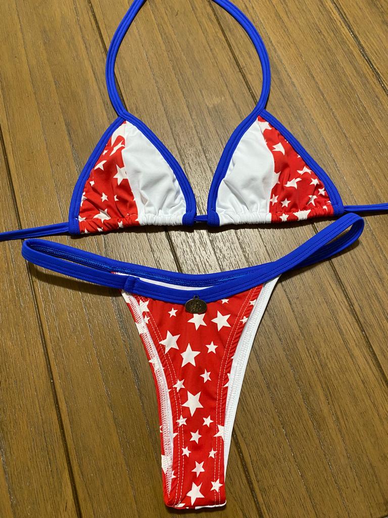 RED AND WHITE AMERICAN THONG BIKINI (NO RETURN)