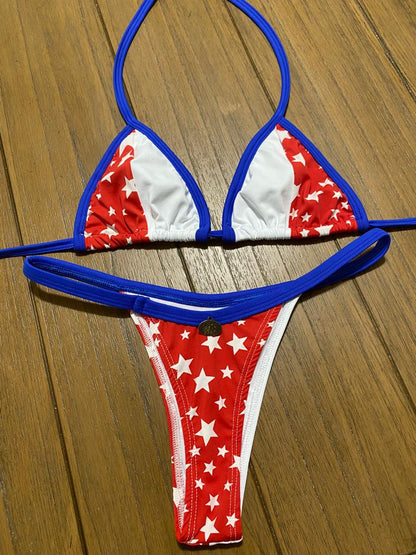 RED AND WHITE AMERICAN THONG BIKINI (NO RETURN)