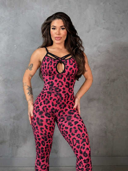 SCRUNCH BOOTY RED LEOPARD FABI JUMPSUIT, NO RETURN