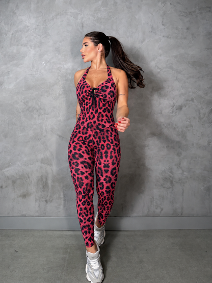 SCRUNCH BOOTY RED LEOPARD JULIA JUMPSUIT, NO RETURN