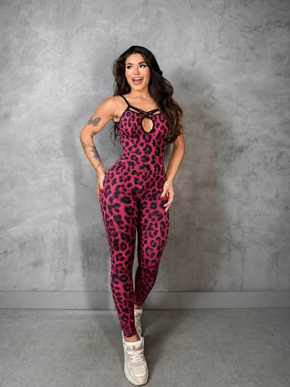 SCRUNCH BOOTY RED LEOPARD FABI JUMPSUIT, NO RETURN