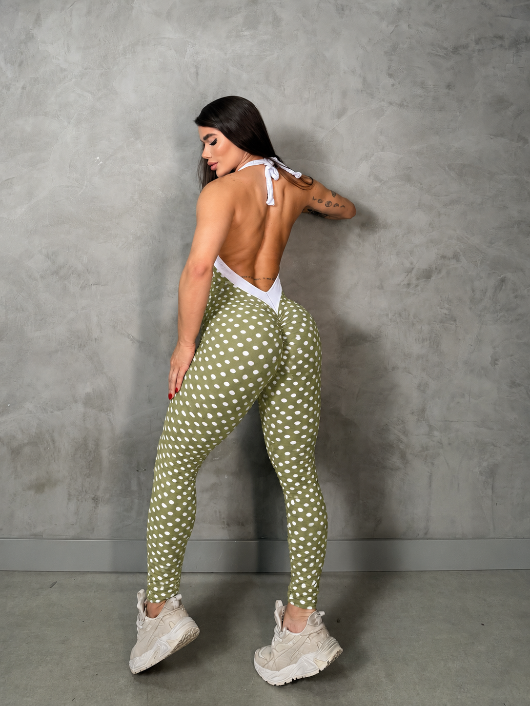 SCRUNCH BOOTY GREEN POLKS DOTS MONICA JUMPSUIT