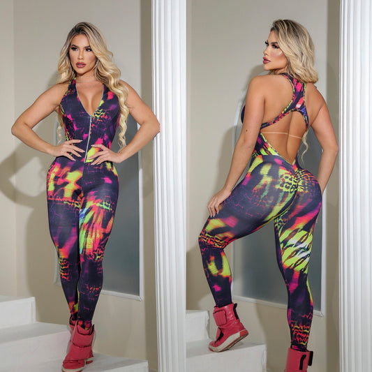 SCRUNCH BOOTY COLORFUL ZIPPER JUMPSUIT - NO RETURN