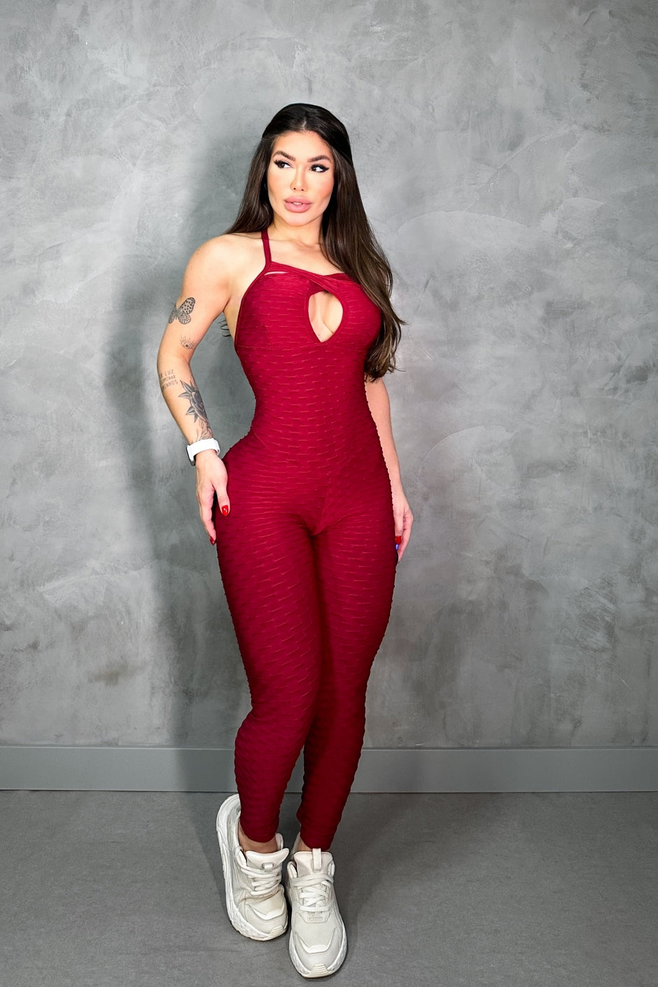 SCRUNCH BOOTY BURGUNDY JUMPSUIT