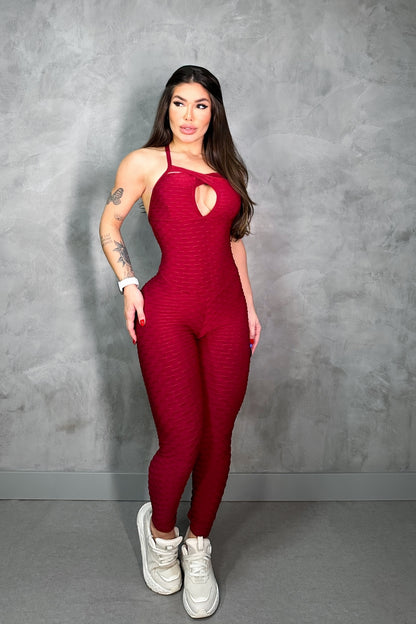 SCRUNCH BOOTY BURGUNDY JUMPSUIT
