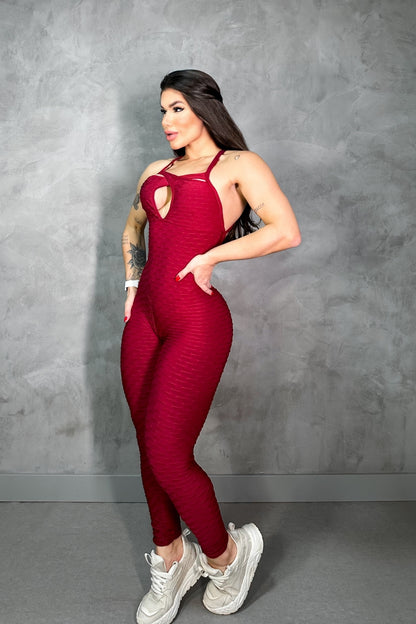 SCRUNCH BOOTY BURGUNDY JUMPSUIT