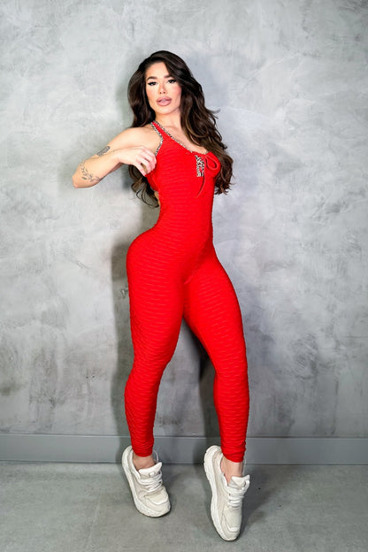 SCRUNCH BOOTY RED AND LEOPARD WAVE JUMPSUIT