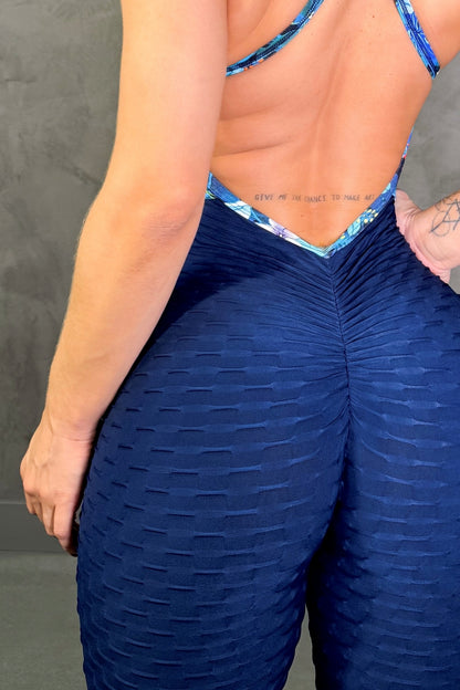 SCRUNCH BOOTY NAVY WAVE JUMP AND FLORAL SUIT, NAO RETURN