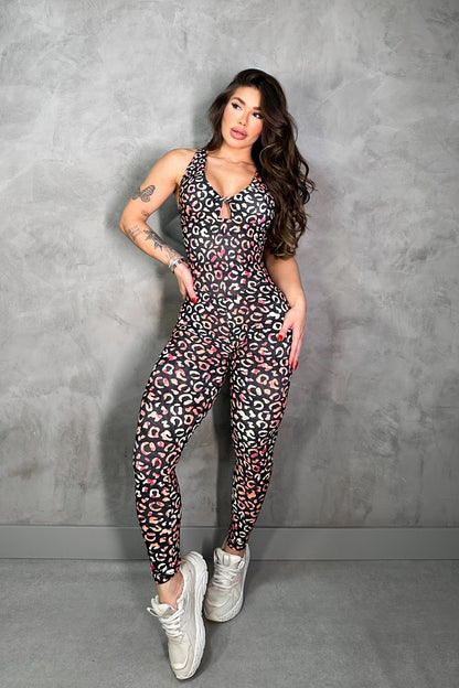 SCRUNCH BOOTY LEOPARD COLORFULLY RING JUMPSUIT