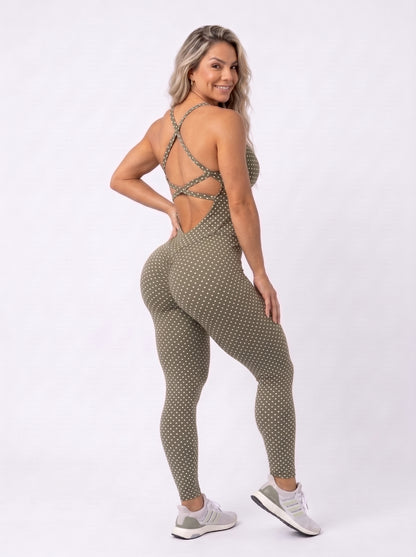 Green Polk Dots Rings Jumpsuit - NO RETURN
