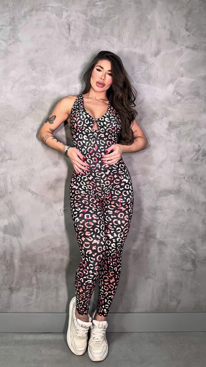 SCRUNCH BOOTY LEOPARD COLORFULLY RING JUMPSUIT