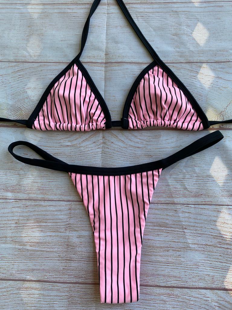 STRIPPED PINK THONG BIKINI SET - NO RETURN