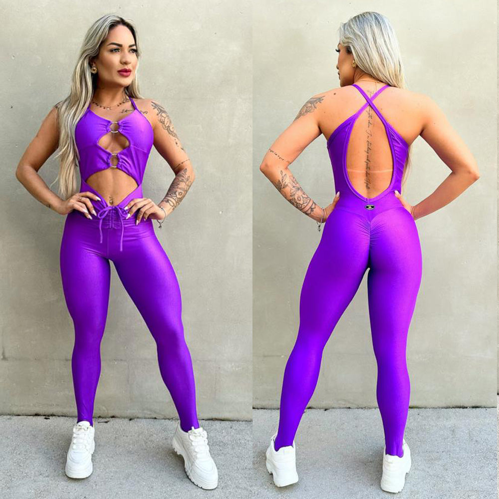 SCRUNCH BOOTY PURPLE RINGS JUMPSUIT