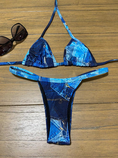 FAUX JEANS THONG BIKINI - NO RETURN